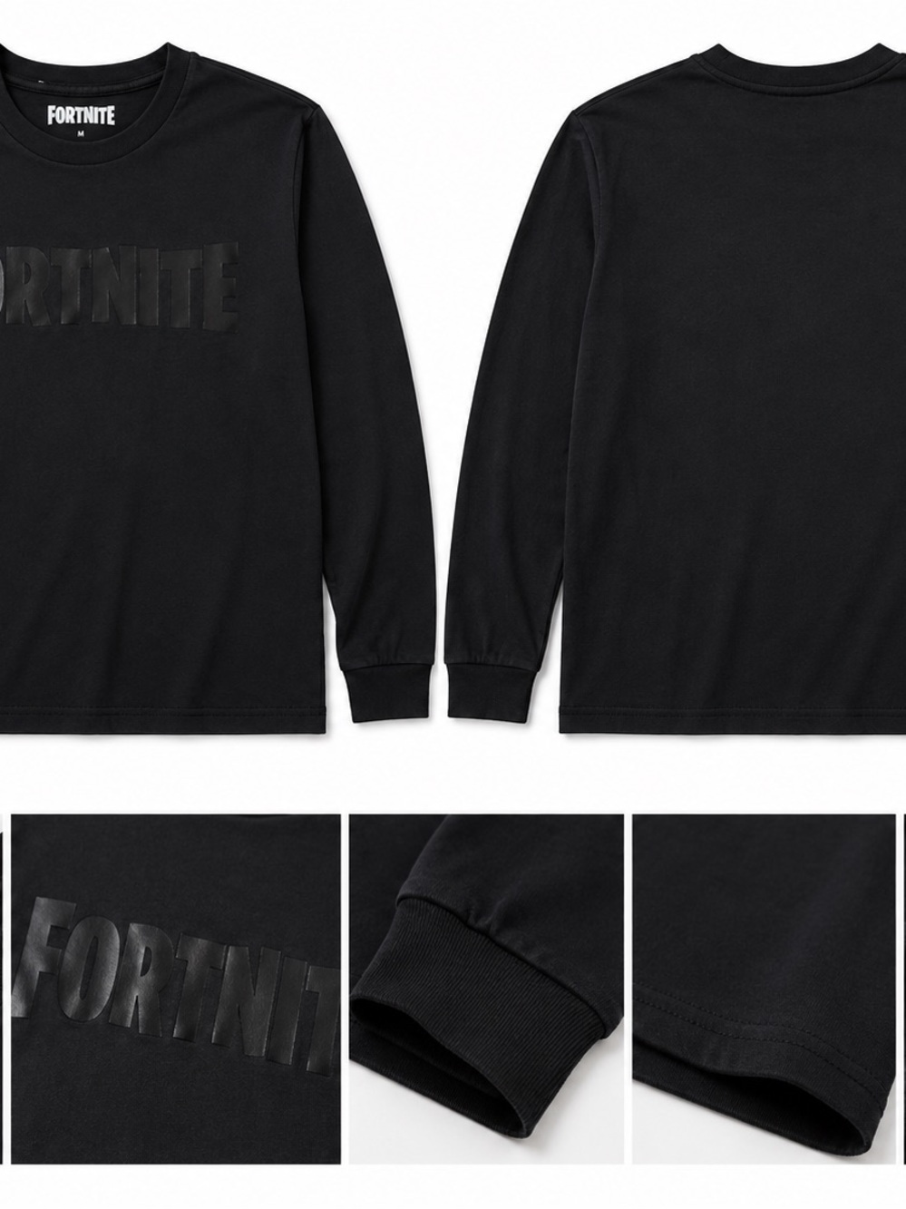 Fortnite Boys' Black Long Sleeve Tee